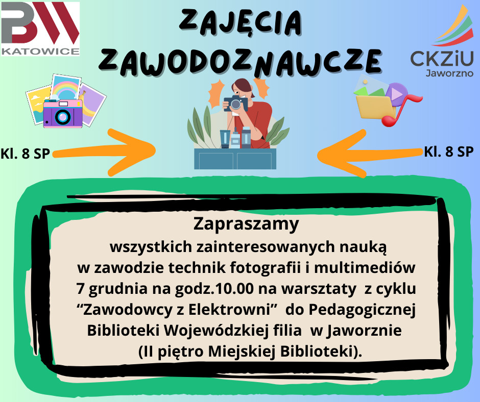 Plakat promujący zajęcia zawodoznawcze Technik grafiki i poligrafii cyfrowej